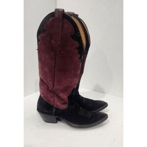 Anderson Bean 4170C Suede Cabernet Black Womens Western Boots Size 4 Made In USA